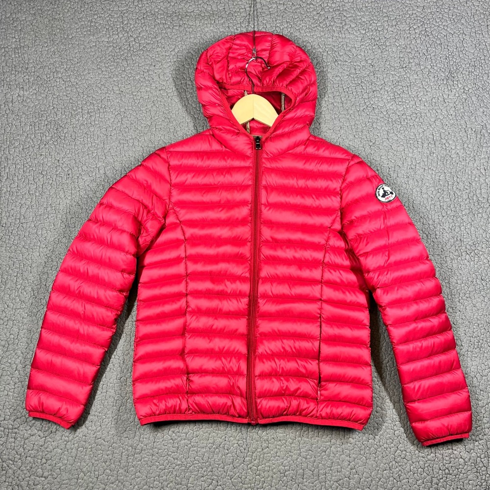 JOTT Kids Hugo Red Hooded Puffer Jacket Down Fill Quilted Coat Size 12-14 Years